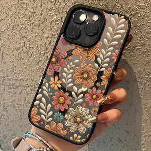 Smartphone Cellphone Shell Cover, Floral Pattern Skin-Feel Magnetic Mobile Phone Accessories, Drop-Proof, Wireless Charging Support, Compatible with iPhone 11 12 13 14 15 16 17 Pro Max Air Plus