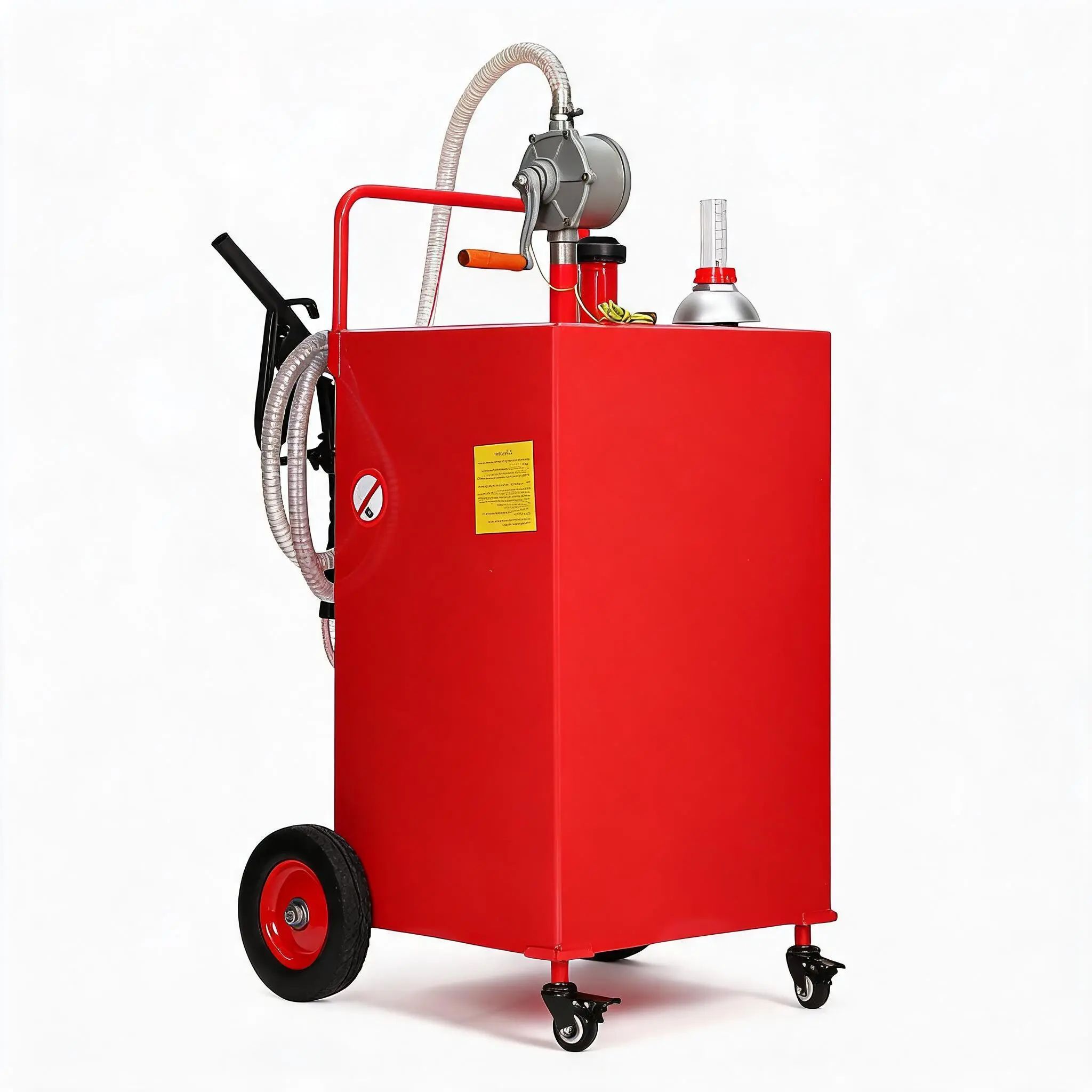Garvee 30 Gallon Heavy Duty Portable Fuel Caddy – Manual Pump, 4-Wheel Mobile Gasoline Transfer Tank for Truck, Boat, Lawn Mower, Farm Use – Red – Durable & Easy to Move – Refuel Anywhere, Anytime!
