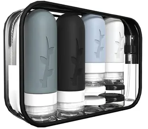 18 Pack TSA Approved Silicone Travel Bottles Set Leak Proof Refillable Toiletry Containers with Bag Jars & Accessories for Toiletries Shampoo Conditioner