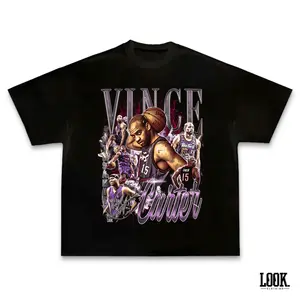 Vince Carter Vinsanity Graphic Tee, Y2K Rap Streetwear T-Shirt, Unisex Crew Neck Tee, Vintage Hip-Hop Graphic, Sports Style, Casual Cotton Fit