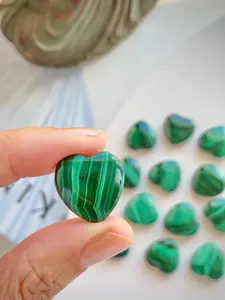 Beautiful Banded Green Malachite Mini Heart Carvings 3g 0.1oz 2cm 0.8in Small Detailed Malachite Carved Hearts Light Dark Green Banding