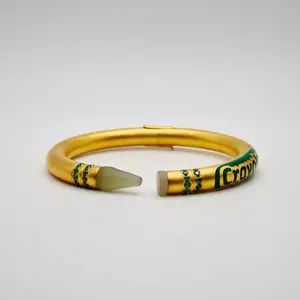 Customizable Crayon Bracelet in 18K Gold Filled with Nephrite and Lab Emeralds