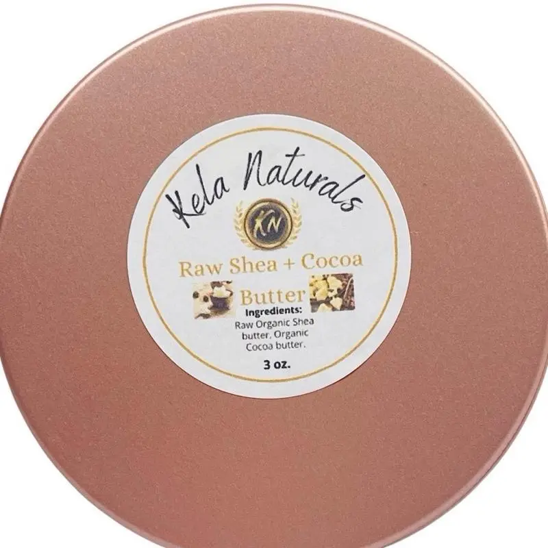 Kela Naturals Raw Shea Butter unrefined and Cocoa Butter Samples 3oz