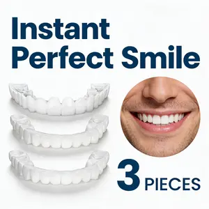 【3 Piece】Temporary Solution to Broken Teeth and Gaps Instant Confidence Natural Smile Set Oral Dentures Temporary Veneers Non-Medical Daily Kit