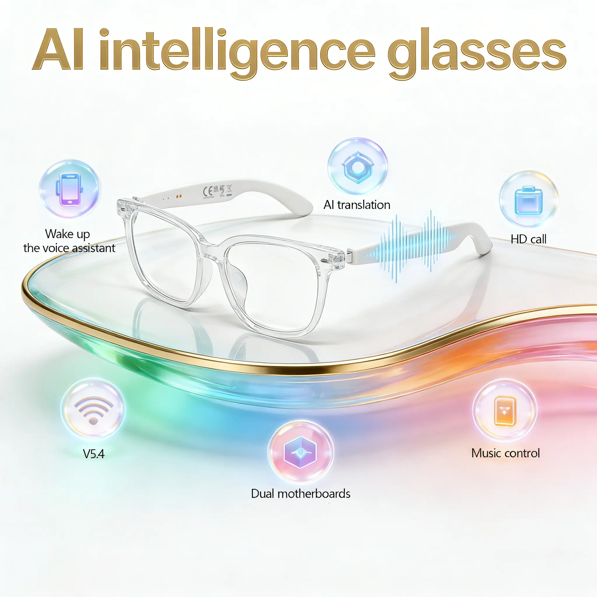 2026 Smart Translation Glasses, Wireless Translation Glasses, Wearable, Supports 100+ Languages, Bluetooth Glasses Headphones, AI Voice Translation, Simultaneous Interpretation, Suitable For Business Office, Daily Wear