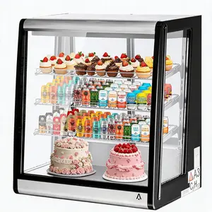 High-Visibility Refrigerated Display Case – 196L (7 Cu.Ft.) Commercial Countertop Fridge – Double-Layer Tempered Glass – Interior LED Lighting – Rear Sliding Doors – For Beverage and Food