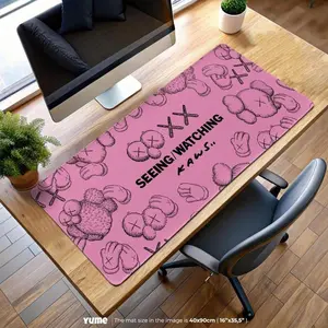 Pink Desk Mouse Pad - SEEING/WATCHING X Companion Streetwear Art Design, Sneakerhead Gaming Mat, Urban Pop Decor
