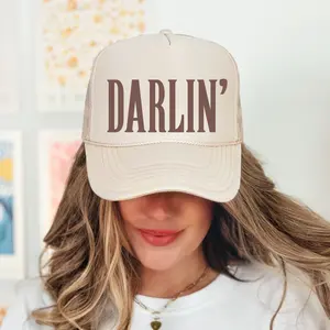 DARLIN' Classic Foam Trucker Hat Khaki for Women 5-Panel Foam with Breathable Polyester Mesh Back, Adjustable Snap, Casual Style
