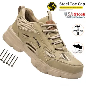 New Fashion Work Sneakers Steel Toe Shoes Men Safety Shoes Puncture-Proof Work Shoes Fashion Indestructible Protective Boots Advanced color scheme Work as hiking Slip Resistant Roofing construction Shoes