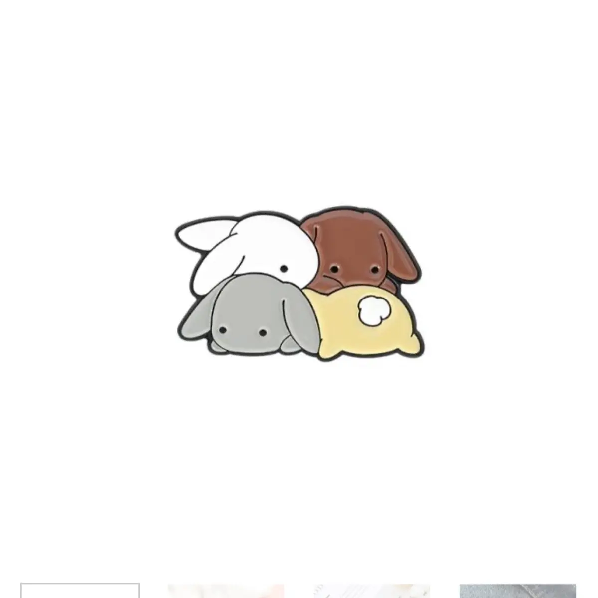 Cute and Lazy Bunnies Enamel Pin - Four Bunnies Design