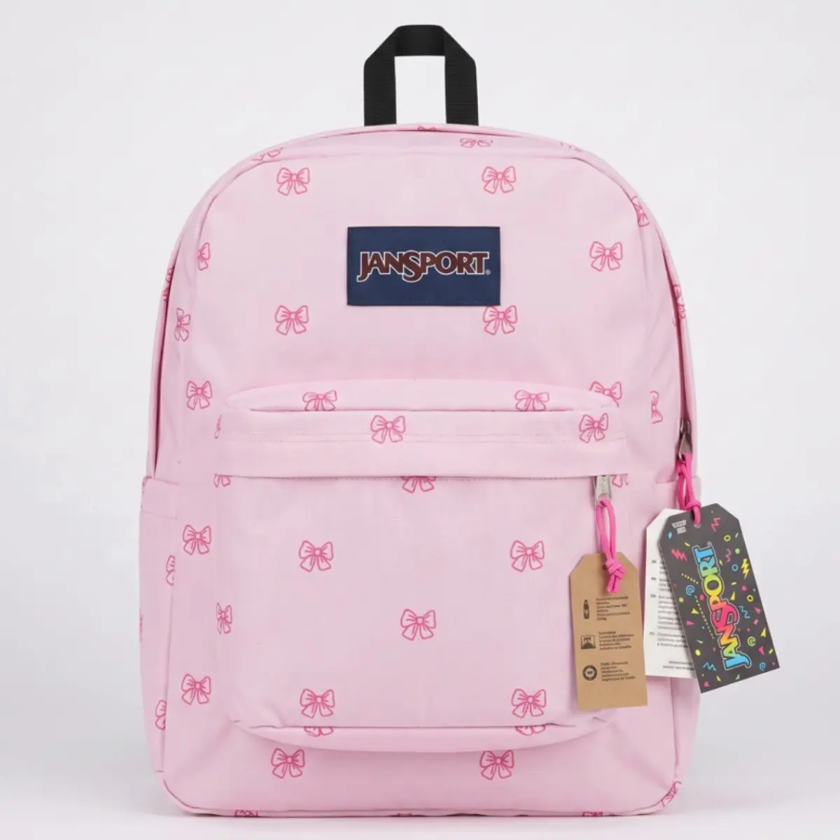 JANSPORT Womens SuperBreak Plus FX Backpack, Embroidered Bows pink JANSPORT Womens SuperBreak Plus FX Backpack, Embroidered Bows pink