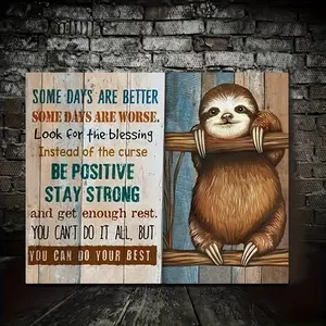 1 Piece Wooden Frame Canvas Painting Sloth and Butterfly Canvas Poster Inspirational Quote "It's Okay to Make Mistakes" Picture Print Painting Wall Art Suitable for Office Bathroom Living Room Decoration Wall Art Decoration with Frame Ready to Hang Gift f