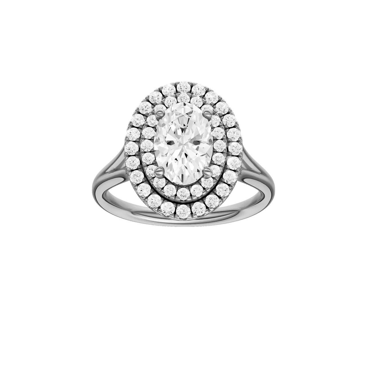 Solstice: Oval Cut, Plain Band, Double Halo Engagement Ring