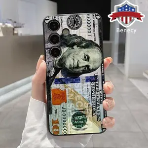 Straight Edge TPU Phone Case Compatible with Galaxy S23 Ultra S24 Plus S25 S22+ Economic Emblem Pattern Drop Protection Shockproof Soft Liquid Silicone Smartphone Cover