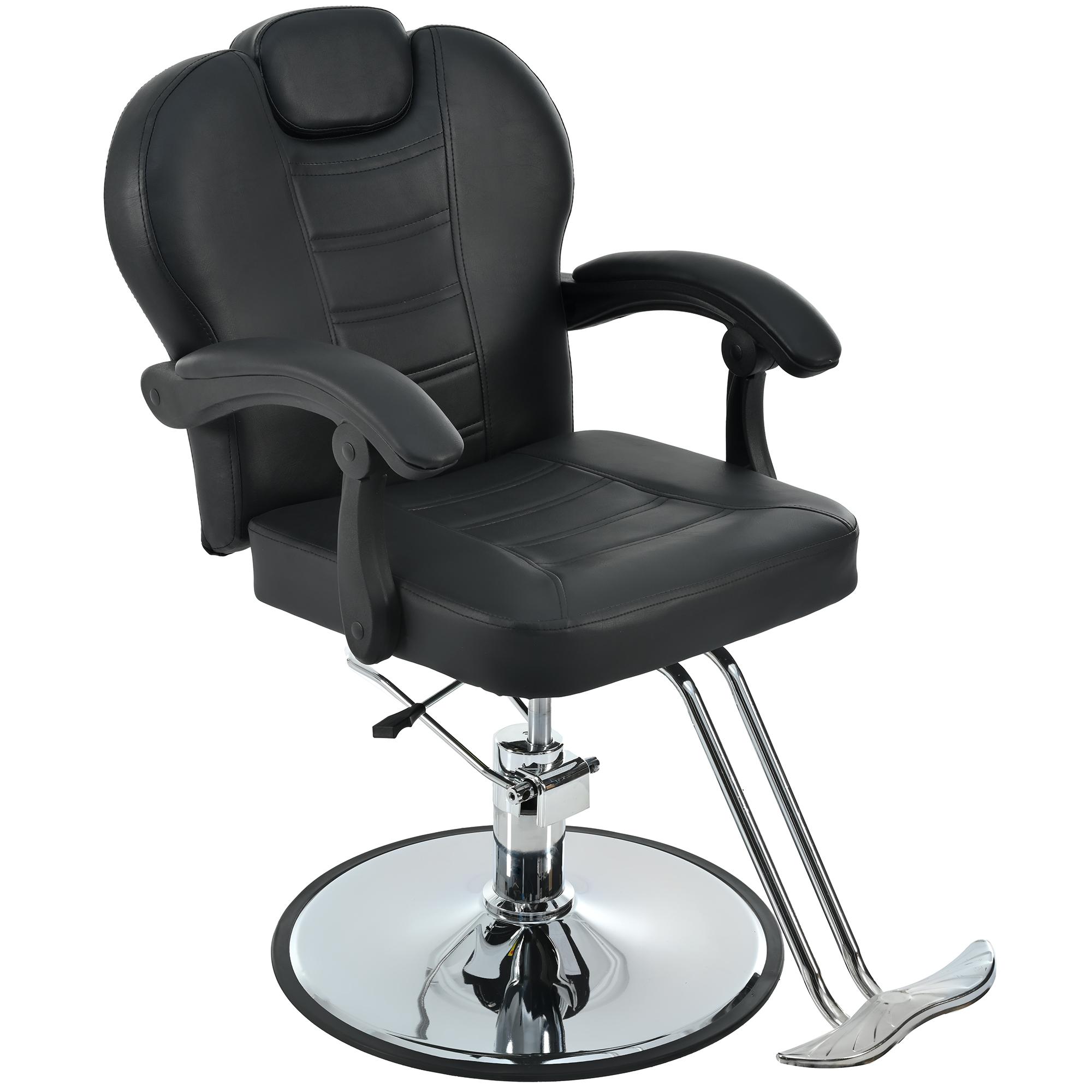 Black Reclining Salon Barber Chair for Hair Stylist, Professional Hair Stylist Chairs with Heavy Duty Hydraulic Pump, All Purpose Styling Hairdresser Braiding Shampoo Chair for Spa Home Euipment Barber Salon Chair for Hair Stylist