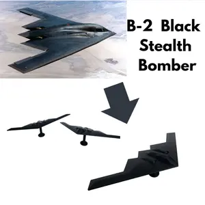 B-2 Black Stealth Bomber Detailed Wiggly Desk Model with Stand Collectible Airplane Toy