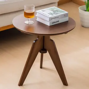 Bamboo Round Side Table Small Accent Table or Coffee Table for Living Room, Bedroom, or Office, Easy Assembly, 3-Leg Design