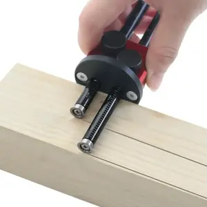 Inch and Millimeter Ruler with Scale - Measuring Ruler - Double Head Wheel Marking Gauge - Aluminum Alloy Parallel Line Drawing Tool - Woodworker Marking Ruler, Carpenter Marking Tool