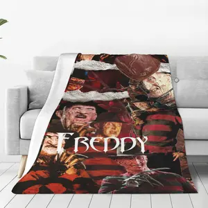 Freddy Krueger nightmare horror theme printed flannel blanket, soft, comfortable and durable, suitable for sofa, bedroom, office in all seasons