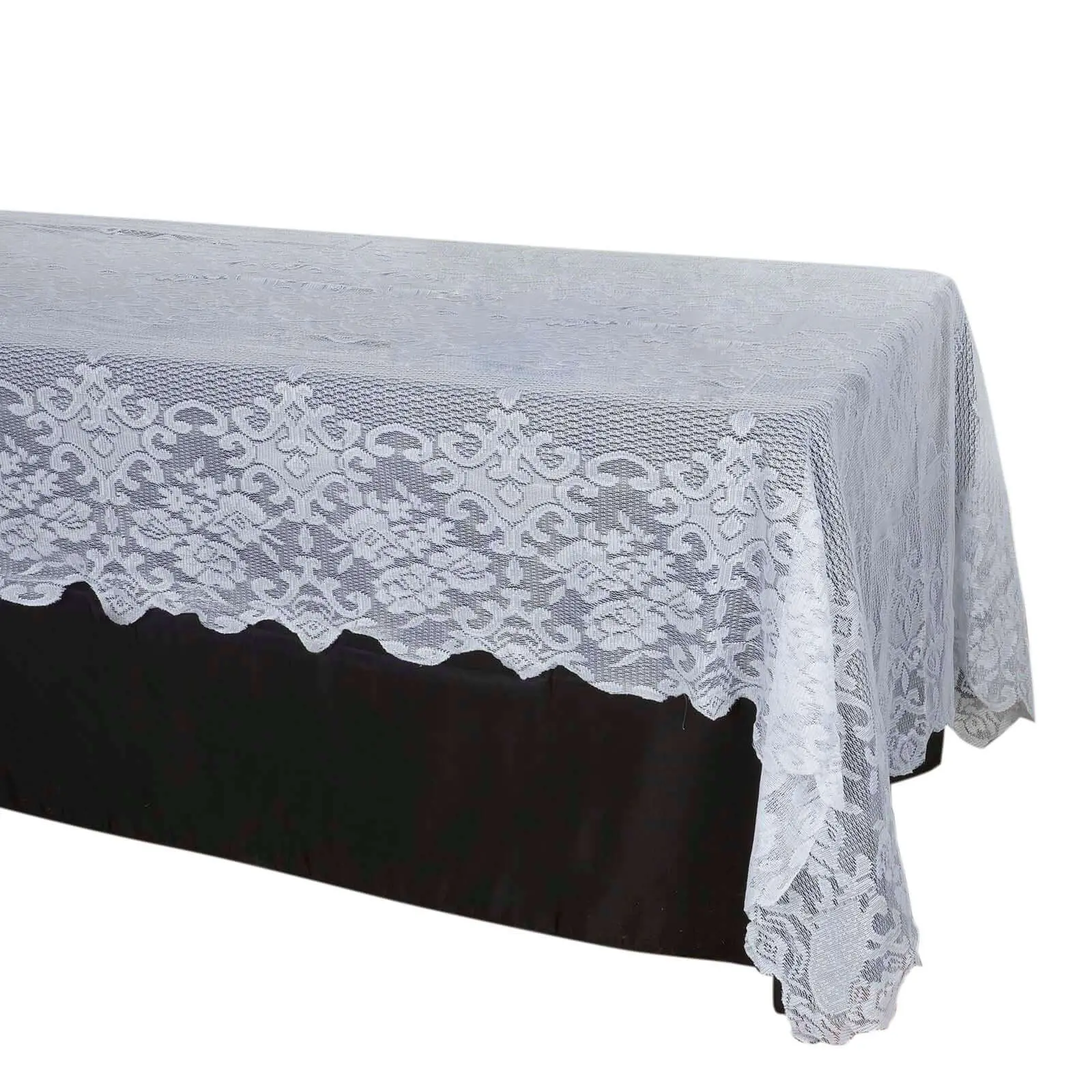 White 60"x126" Rectangular Oblong Lace Tablecloth - Premium Finish, Stain-Resistant for Easy Clean, Ideal for Sophisticated Events, Furniture Protecting Kitchen Linen, Protect