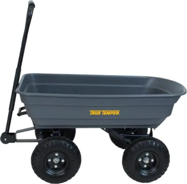 Ames True Temper EZ Dump Utility Wagon - Heavy-Duty Polyethylene Trolley with Pneumatic Wheels for Mulch, Gardening (Home Improvement & Building Supplies)
