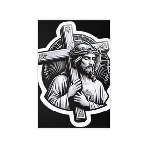 Jesus Wall Decals - Customizable Polyester Fabric Stickers, Removable & Repositionable, Multiple Sizes Available for Religious Home Decor