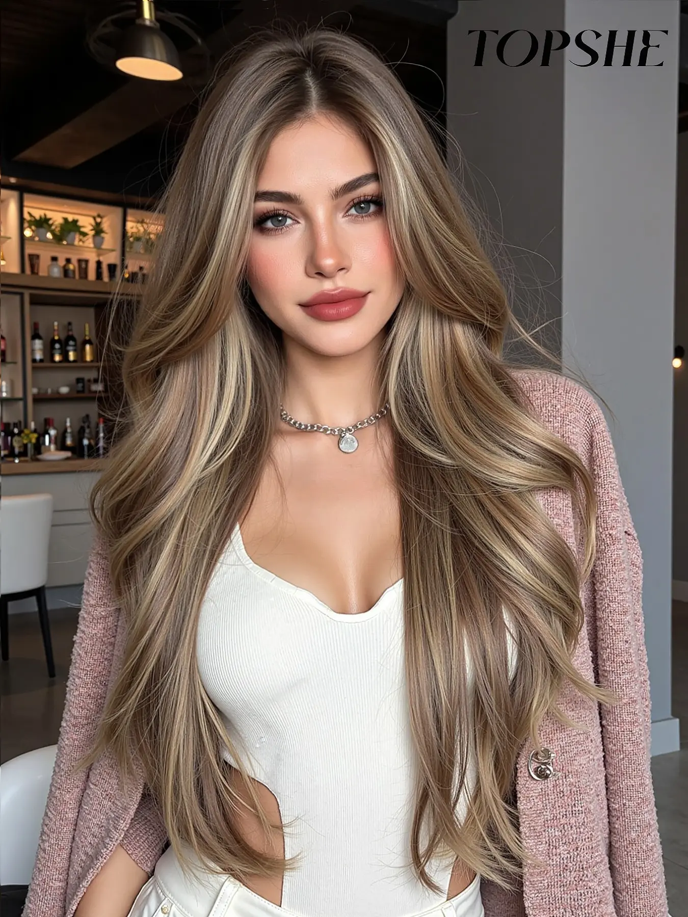 Topshe 13x6 Lace Front Wig, Ash Long Curly Hair, Natural Daily Wear, Heat Resistant, Comfortable, Easy to Wear, Hyperrealism Wig, Lace Frontal Wig
