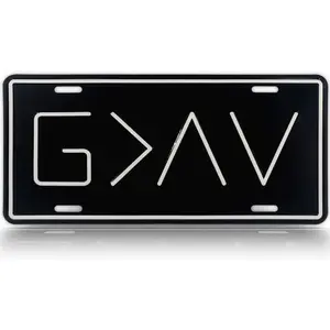 God is Greater Than The Highs and Lows License Plate, Embossed 6X12 Metal Auto Tag, G>^V (Black)