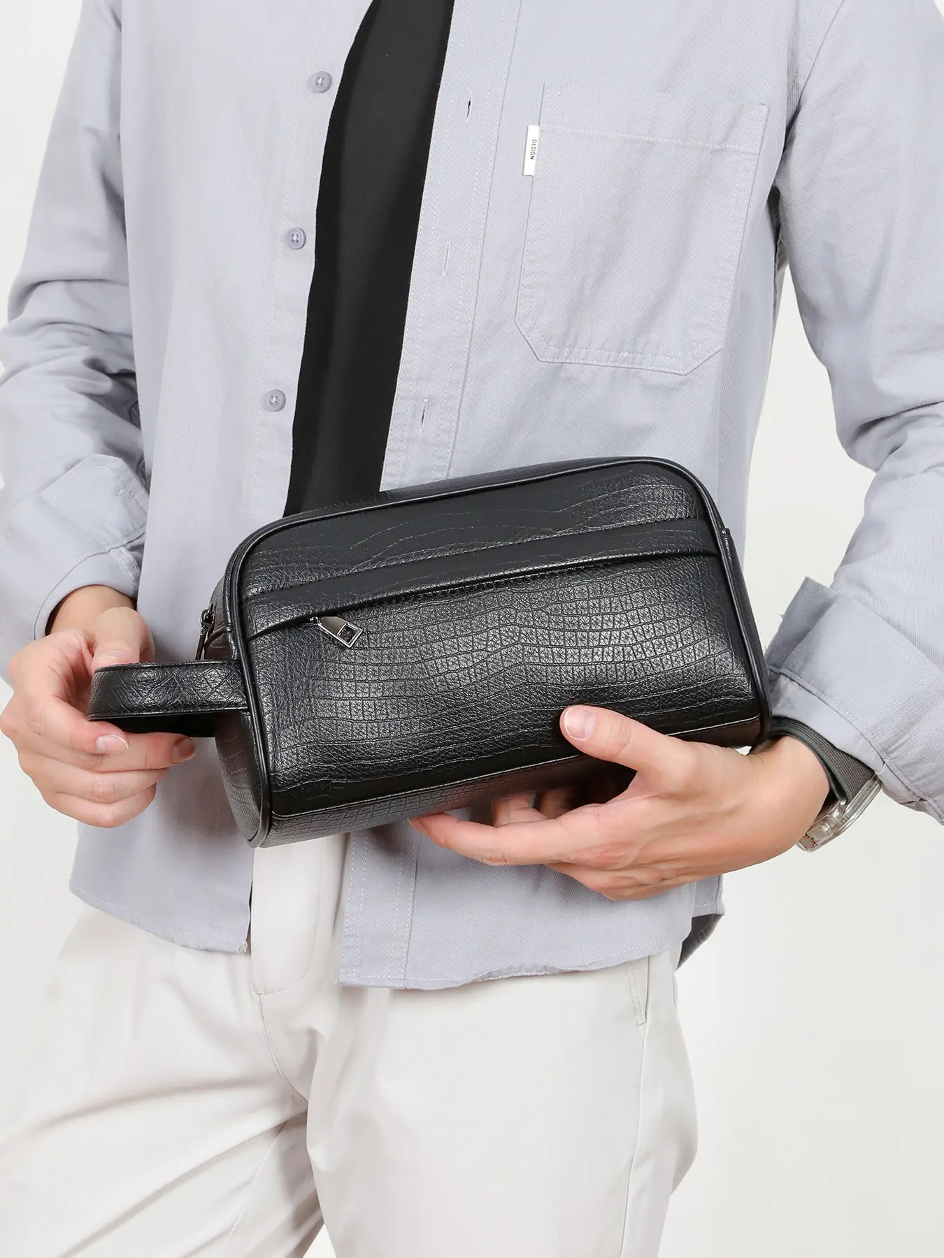 1pc  Men's Handbag Solid Color Pure Color Handbag Zipper Closure Plain Color Clutch Fashionable, Versatile, Casual, Simple and Trendy Suitable for Daily Work, Commuting, Shopping, Business Travel Men's Handbag Wallet Clutch