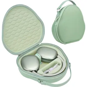 Airpods Max Case for Apple AirPods Max Wireless Over-Ear Headphones, Hard Carrying Travel Smart Headphones Case, Extra Space fits Cable, Charger, Upgrade-Green(Fabric)