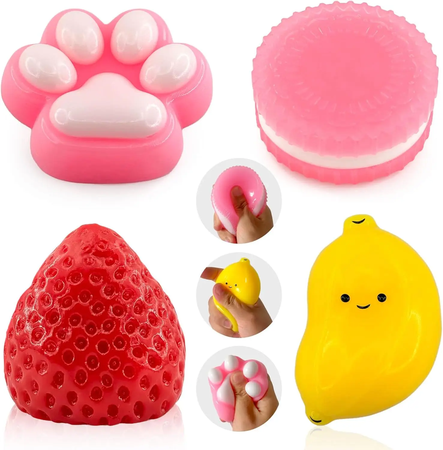 4PCS Kawaii Fufu Squishy Toys – Soft Sensory Fidget Toys for Kids and Adults, Slow Rising Stress Relief Squishies,