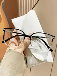 Simple Anti-blue Light Eyeglasses for Everyday Use, Gifts for Wife, Gradient Flash Diamond Large Sparkling Frame, Fashion Lightweight Campus Eyewear for All Seasons, Trendy Casual Frames