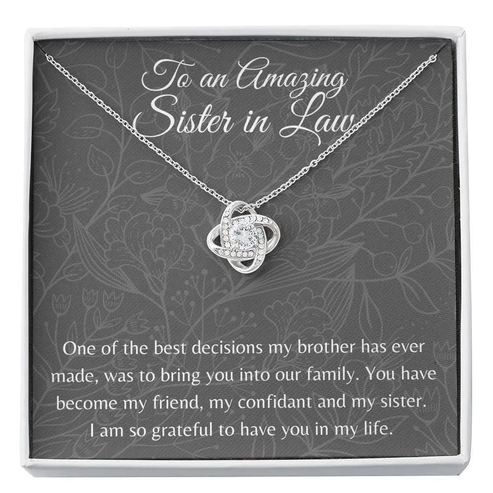 Sister in Law Gifts, Gift For Sister in law, Necklace, Birthday Gifts, Christmas Gift, Best Sister in Law, for My sister in law, Necklace With Meaningful Message Card