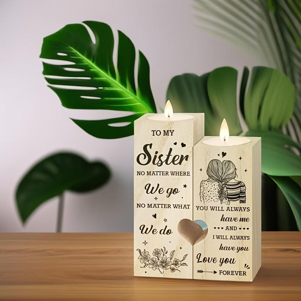 To My Sister Wooden Candle Holder, Sister Gifts from Sister, Heart-Shaped Candle Stand for Home Decor, Birthday Christmas Gifts for Sister To My Sister Wooden Candle Holder, Sister Gifts from Sister, Heart-Shaped Candle Stand for Home Decor, Birthday Christmas Gifts for Sister