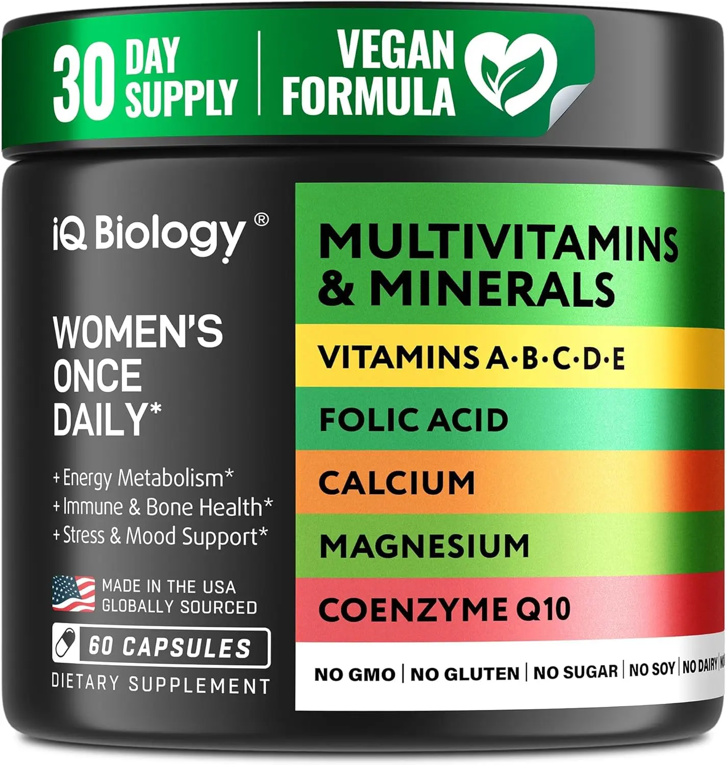 Daily Multivitamin Dose for Women Vegan Women's Vitamins A B C D E and Zinc Magnesium and Calcium Minerals Complete Supplement for Energy and Immune Support All in One for Female Health 60 Capsules Formula