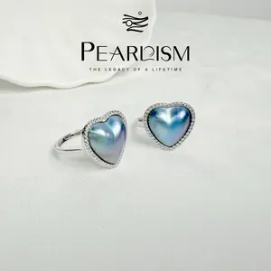 PEARLISM Heart Ma-be Pearl Ring Seawater Mabe Pearl S925 Adjustable-ASMR001