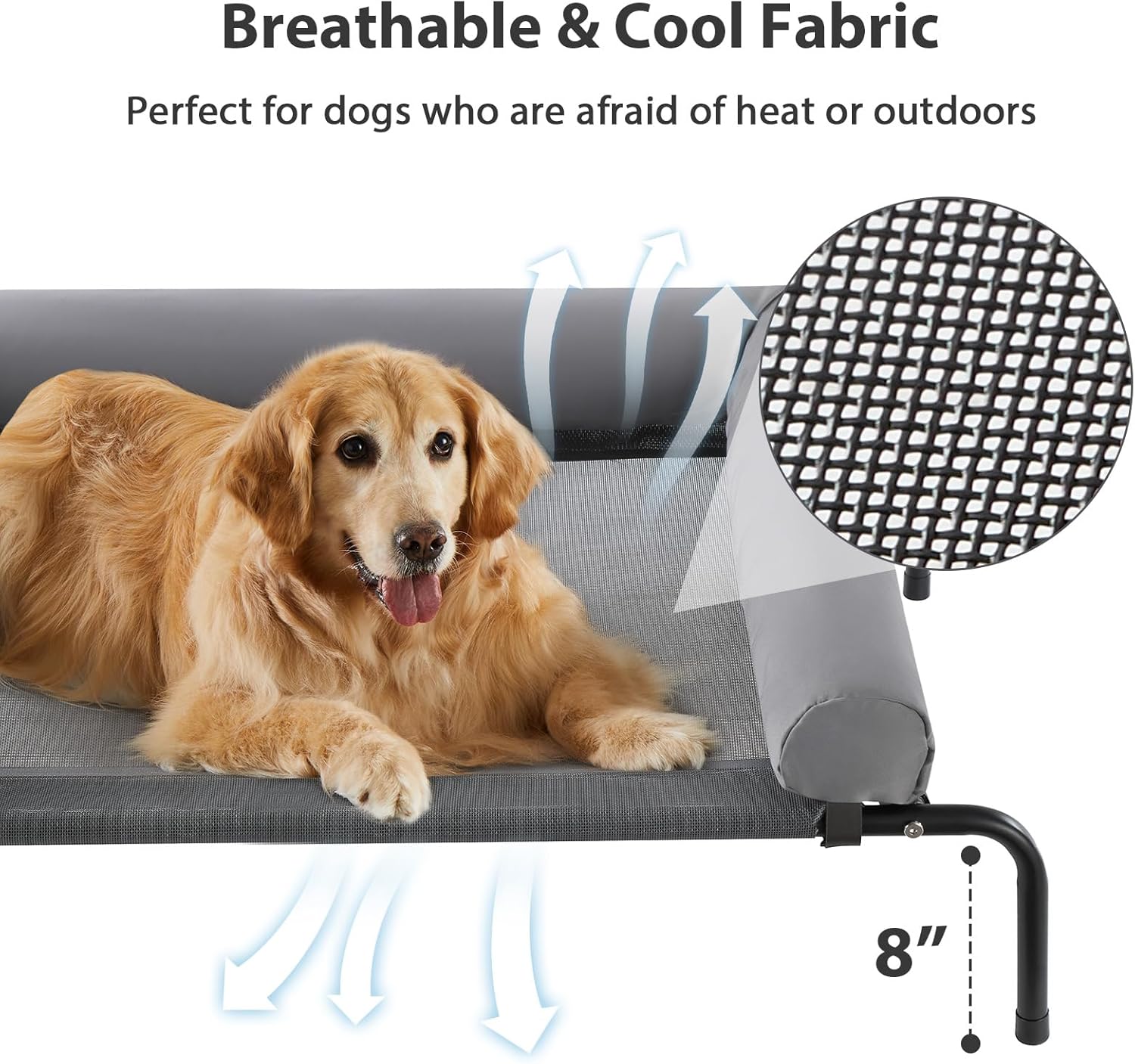 Elevated Cooling Dog Bed Raised Dog Cots Beds for Large Dogs, Summer Outdoor Dog Bed for Large Dogs, Chew Proof Portable Cooling Pet Cot Skid-Resistant Feet, Frame with Breathable Mesh Elevated Cooling Dog Bed Raised Dog Cots Beds for Large Dogs, Summer Outdoor Dog Bed for Large Dogs, Chew Proof Portable Cooling Pet Cot Skid-Resistant Feet, Frame with Breathable Mesh