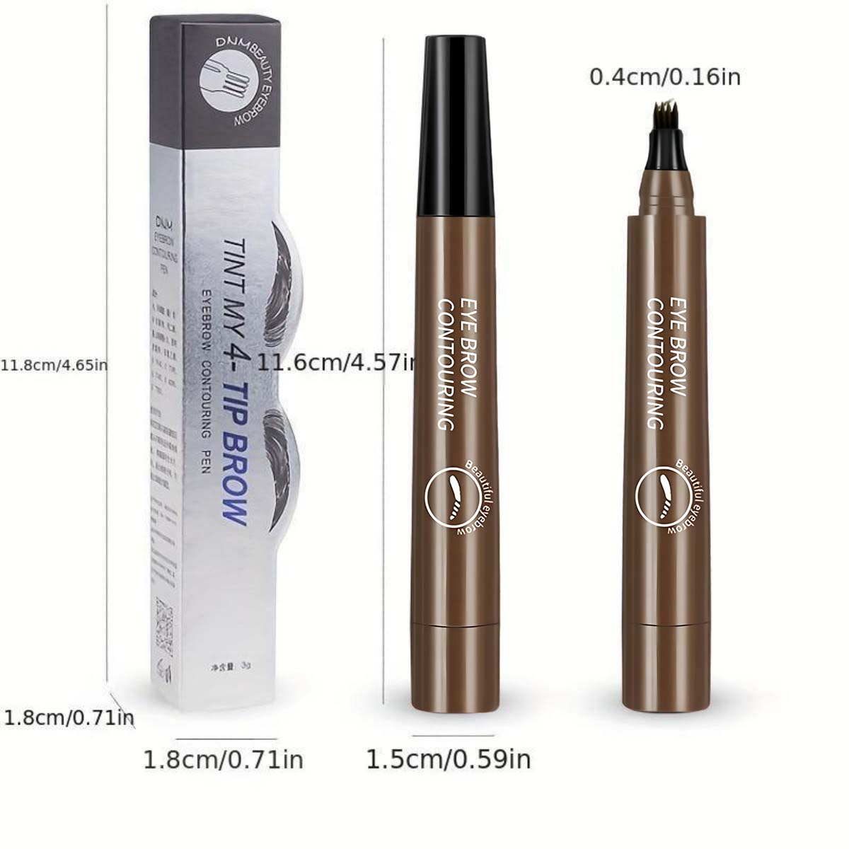 BOGO FREE 2-Pack 02# Dark Brown 4D Brown Waterproof Microblading Eyebrow Pencil – Dual-Tip Design with Hair-Like Brush for Defined, Smudge-Proof All-Day Brows Brow Pencil