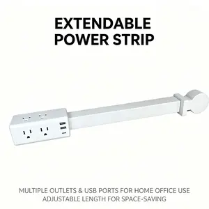 Outlet Extender Stick, Power Strip with 4 Outlets & 4 USB Ports, Extends 22"-34", Rotates 180°(90° per Side), Home Dorm Essential for Nightstand, Couch and Desk