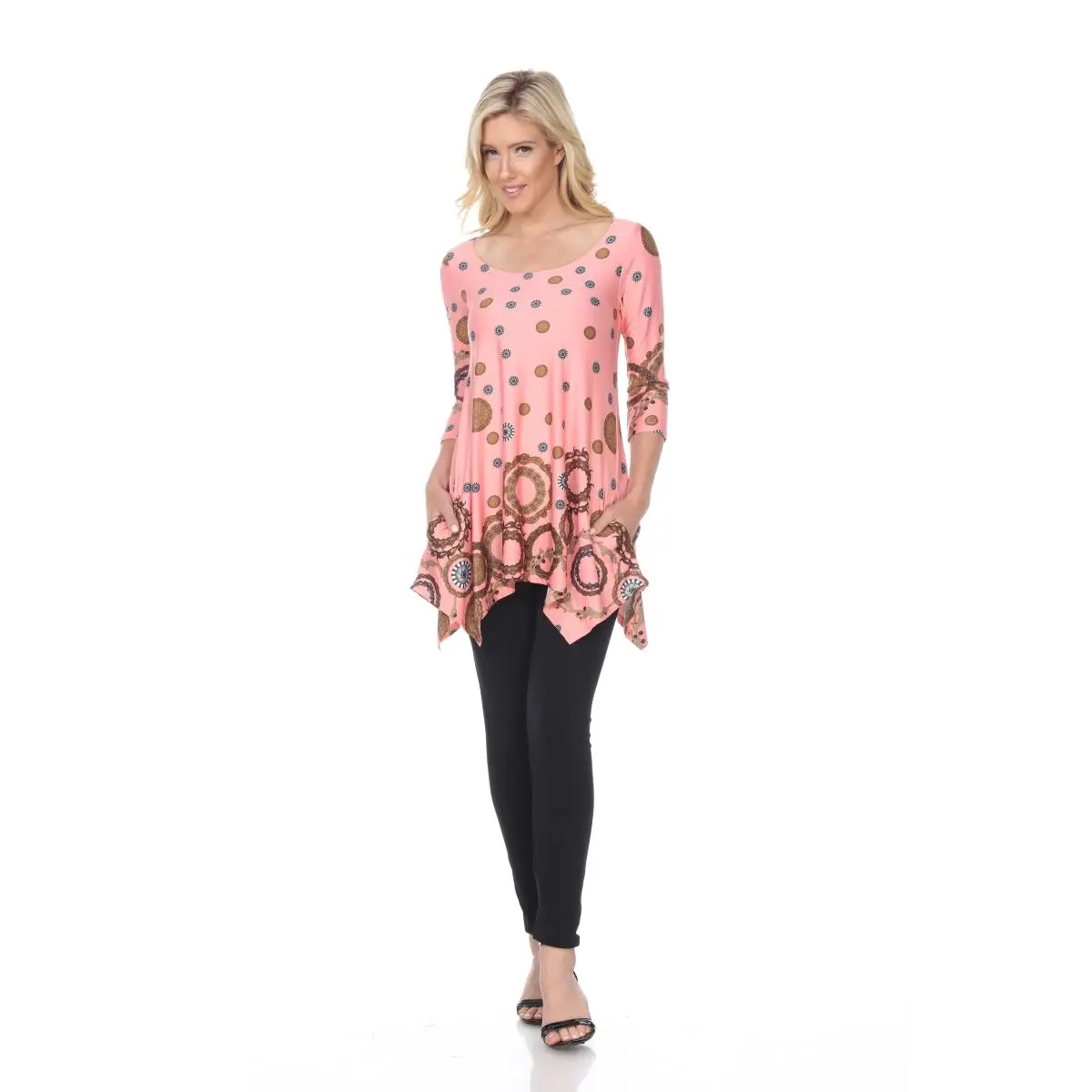 212 MAIN Pet Tunic for Dogs & Cats - Polyester Fabric, 0.75-Sleeve Comfortable Print Top, Flattering Cut, Coral, Extra Large (1301-47-XL)
