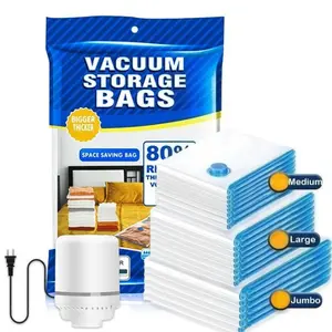 Vacuum Storage Bags with Multiple Sizes Electric Air Pump Space Saver Bags, Vacuum Sealed Bags for Comforters, Blankets, Clothes Storage