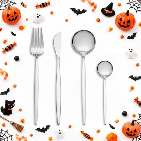24-Piece Rust-Resist Steel Silverware Set for 6 - Heavyweight Modern Tableware Sets, Dining Cutlery with Forks, Spoons, Knives, Teaspoon, Mirror Polished, Smooth Edges, Dishwasher Safe, Durable, Easy Maintenance for Home, Housewarming