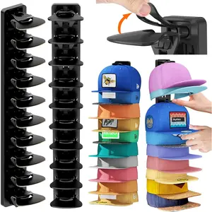 2 Pack Hat Organizer for Baseball Caps, Hat Rack for Wall (Black)