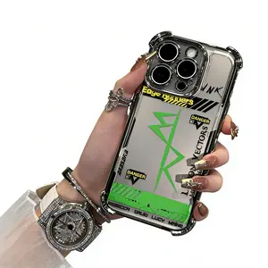 Cyberpunk Style Frame Pattern Phone Case iPhone for 17 Air 16 15 Plus 14 13 12 11 Pro Max Xsmax & Samsung Galaxy S26 Ultra S25 Plus S24 + S23 FE S22 Coated Anti-drop Transparent Soft Back Case.QXA838