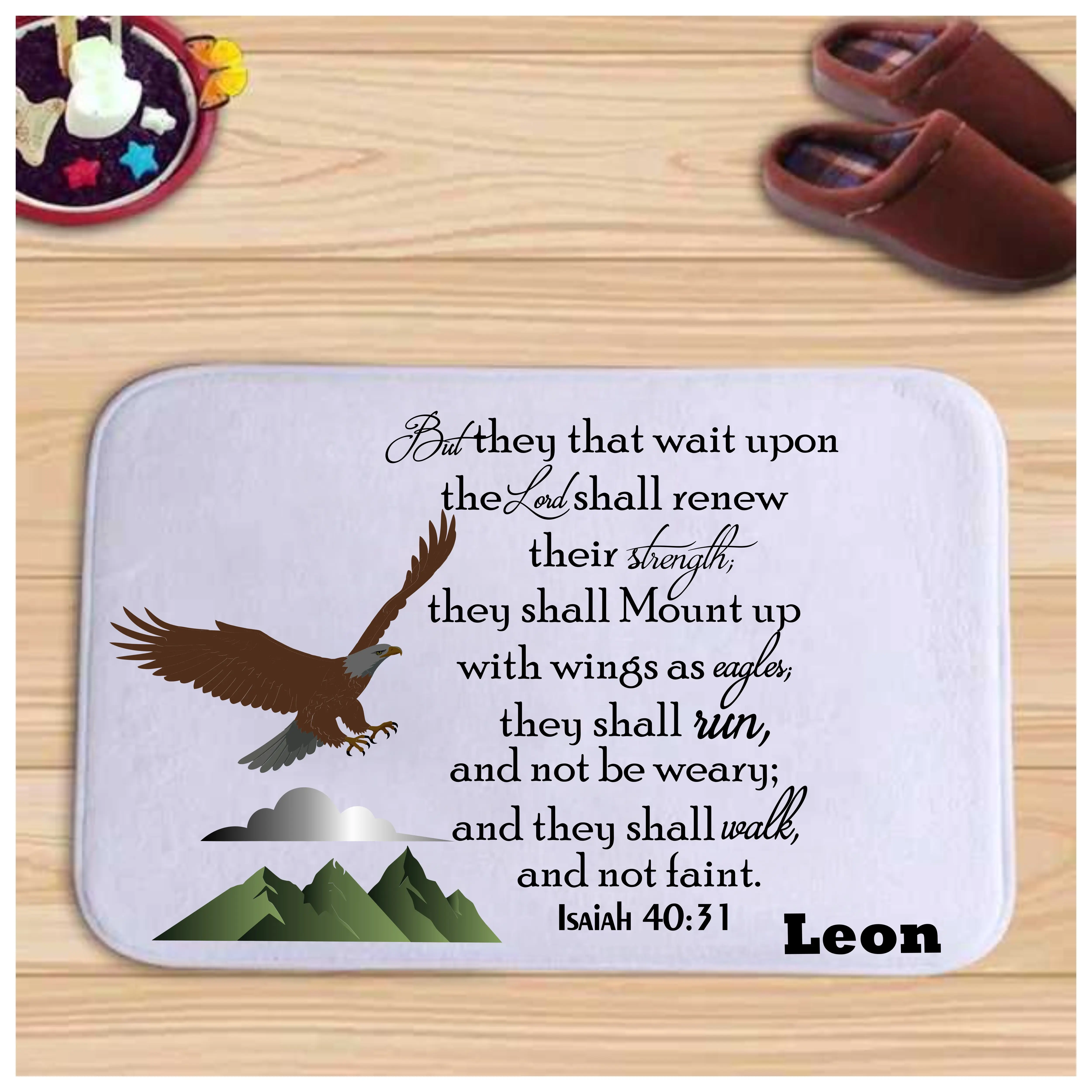 Customized Prayer Mat with Bible Verse & Your Name, Anti-Skid Base, Bedside Comfort Gift for Daily Devotion, Ideal for Family and Friends