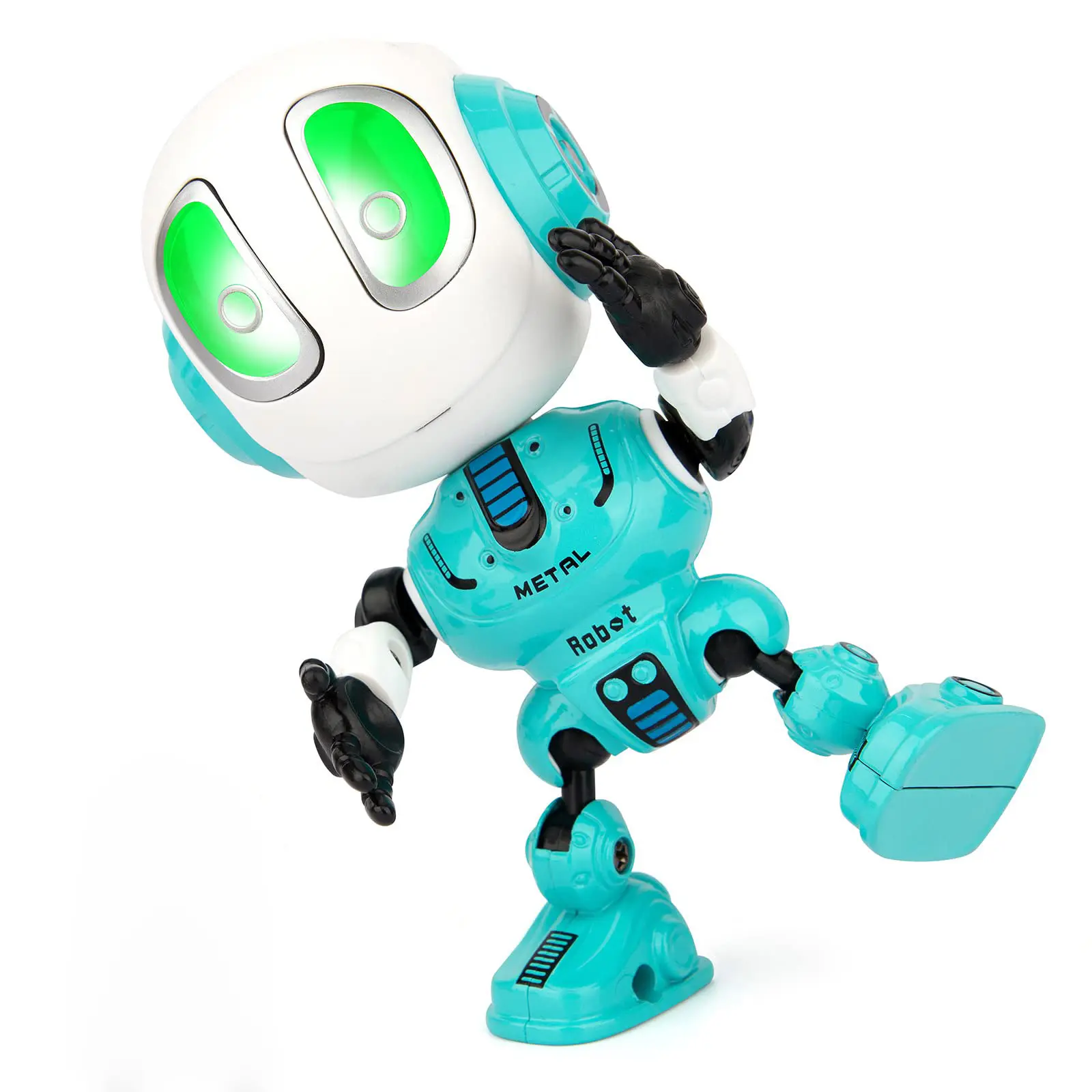 TOPTSOFI Double Die-Cast Metal Robot - Unisex Mini Toy Robot with Blue Body for Kids