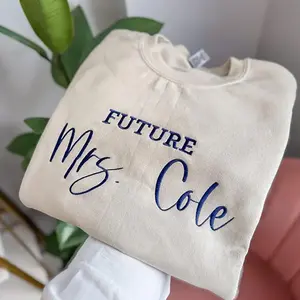 Embroidered Future Mrs. Sweatshirt, Personalized Bride Crewneck, Custom Engagement Sweater, Bridal Shower or Bachelorette Gift for Her