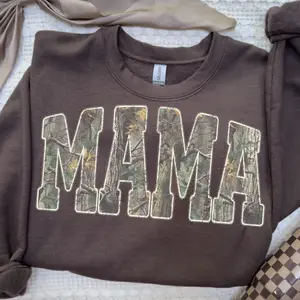 Hunting Mama Camo Western Sweatshirt T-Shirt, Camouflage Mom Tee, Hunting Distressed Mama Tee, Camo Cozy Season Hoodie, Old School Camo Shirt For Her