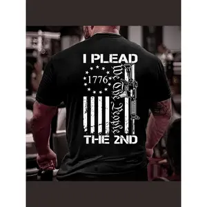 I Plead The 2Nd Amendment We The People Ar15 Pro Gun Back Men's T-shirt Back Print Novelty Graphic T Shirt funny tshirt Undershirts Tees Casual Streetwear Classic Plain Men's Women Cotton Moisture Wicking Short Sleeve Crew Neck