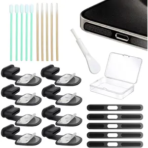 8 Packs  Dust Plug for  17 16 15 Series, USB C Cover Cap, USB C Port Cleaner, with Phone Speaker Cover and Cleaning Kit (Type C-17)